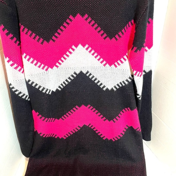 Women's Long Sleeve Chevron Pattern Sweater Dress Oversize Top Cozy Size XL - Picture 4 of 11